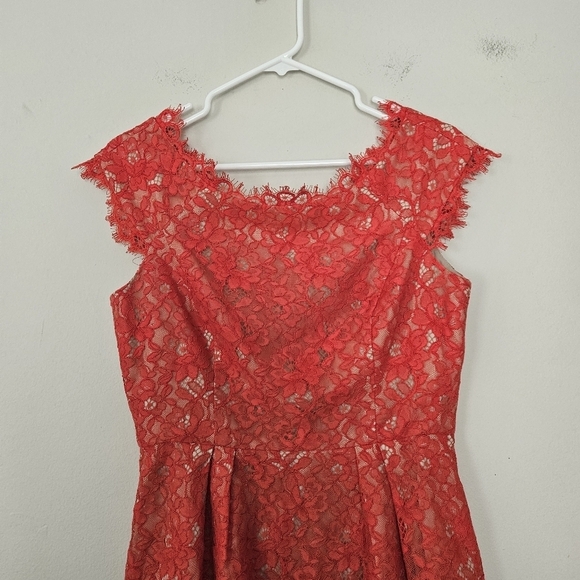 Shoshanna Floral Lace Dress Red Size 6 - Picture 7 of 9